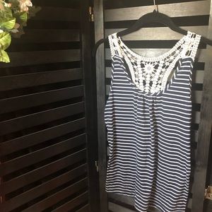 Striped Tank Top with Lace Detail
